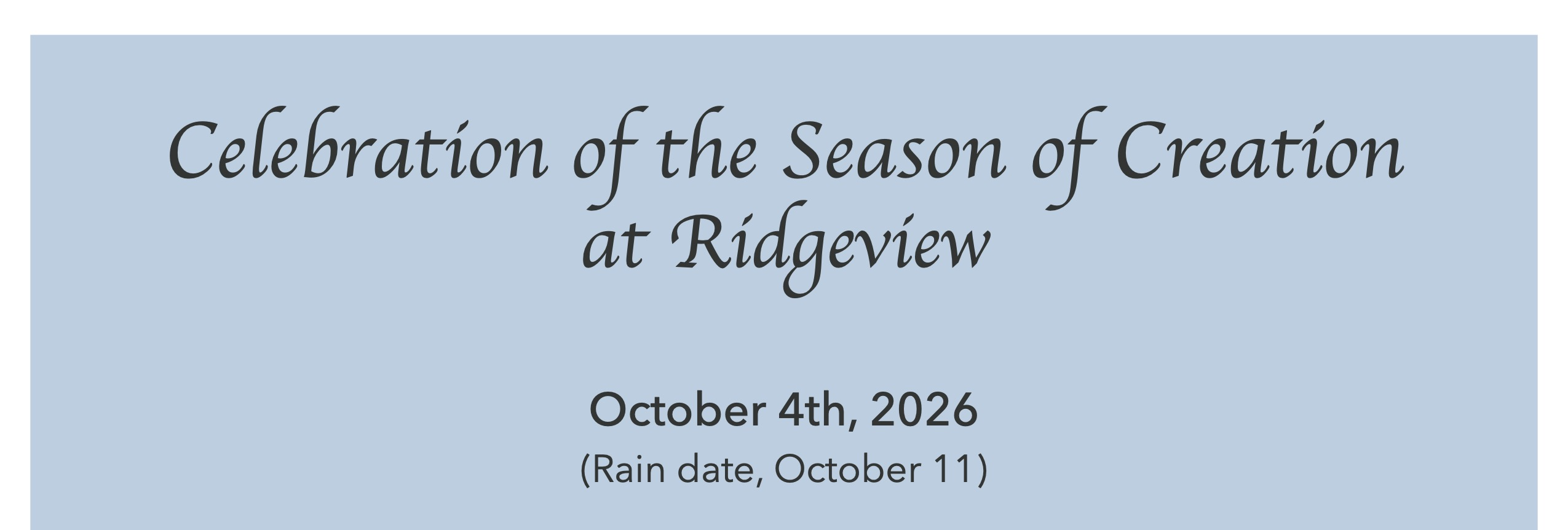 Celebration of the Season of Creation at Ridgeview